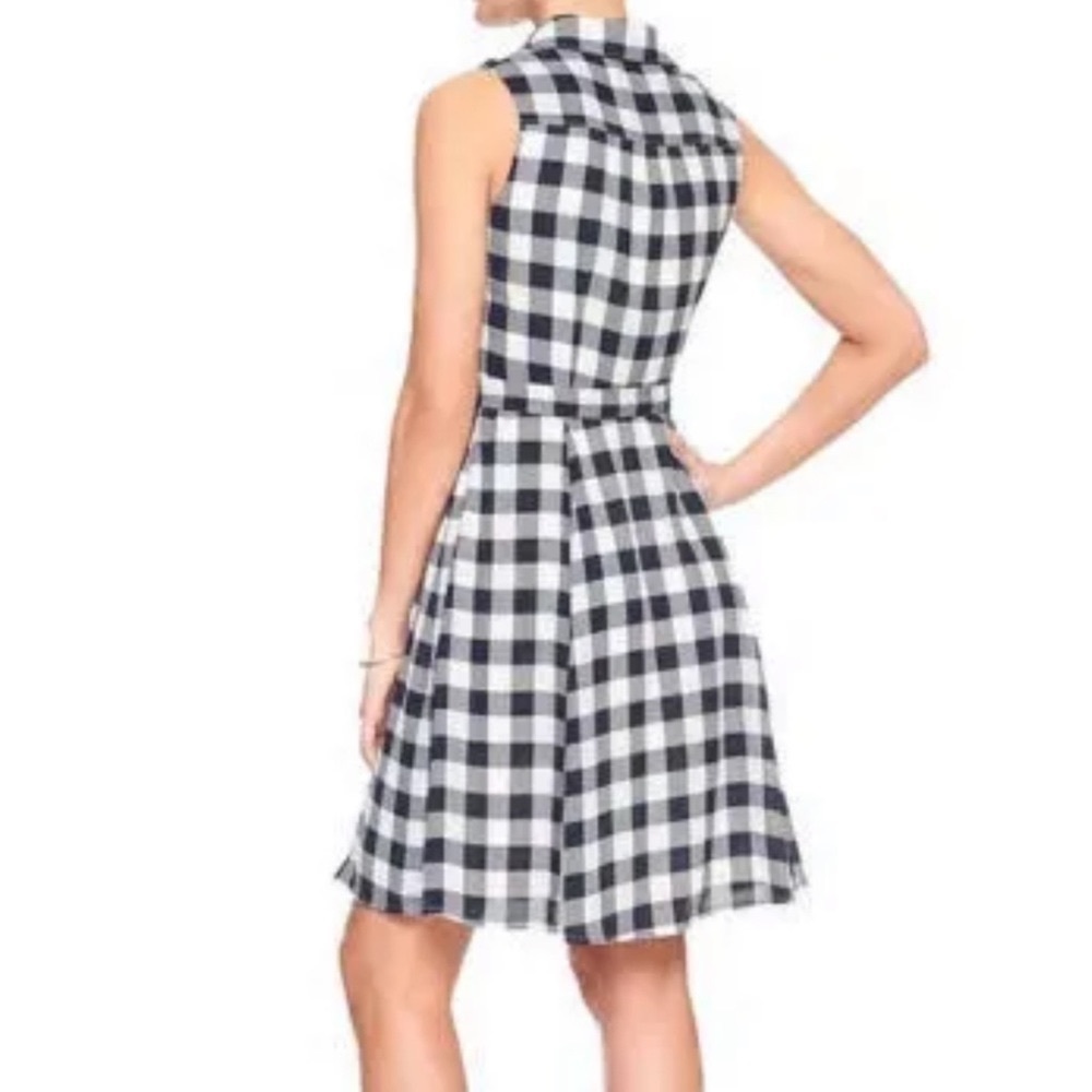 Banana Republic Gingham Plaid Shirtdress Navy Blue Gray White Dress 8 - Picture 12 of 12